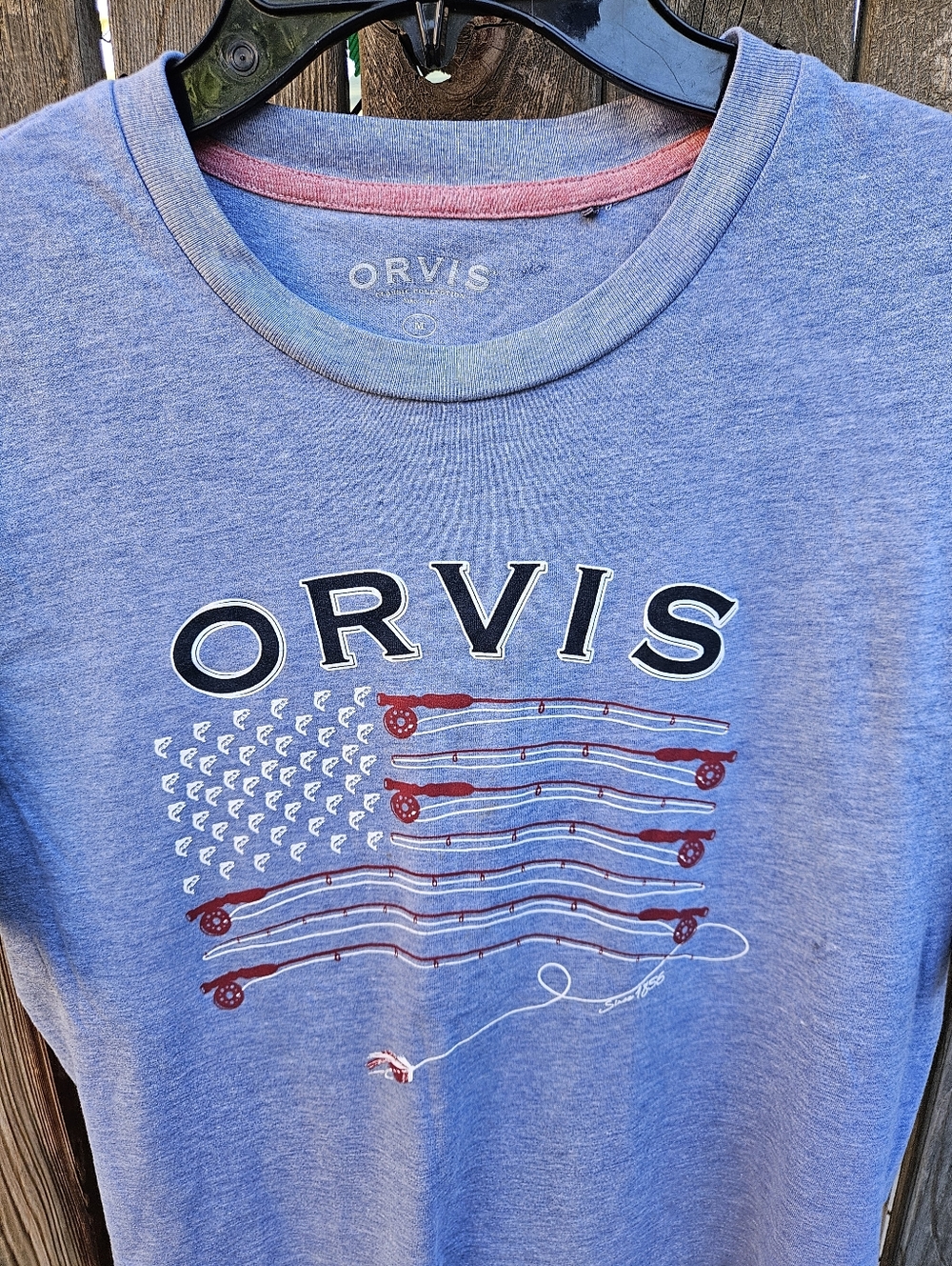 Orvis Light Blue Short Sleeve Graphic Tee with Red Accent Men's Size M - Picture 14 of 14